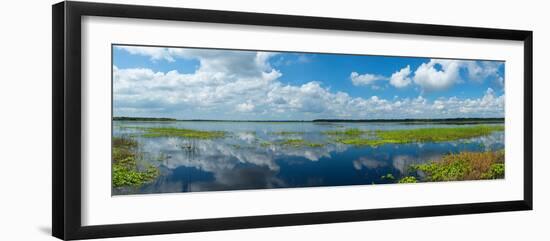 Scenic view of a lake against cloudy sky, Upper Myakka Lake, Myakka River State Park, Sarasota,...-null-Framed Photographic Print