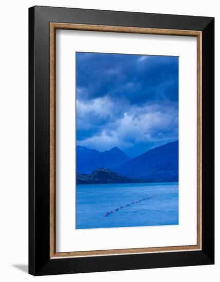 Scenic view of a lake at dusk, Lake Wanaka, Wanaka, Otago, South Island, New Zealand-null-Framed Photographic Print