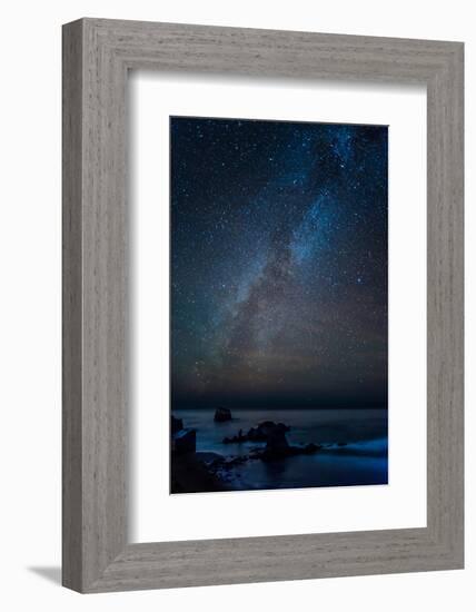 Scenic view of beach against star field at night, Sand Dollar Beach, Plaskett Creek, Big Sur, Ca...-null-Framed Photographic Print