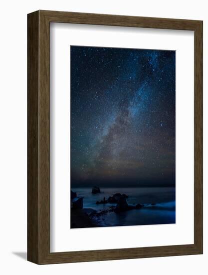 Scenic view of beach against star field at night, Sand Dollar Beach, Plaskett Creek, Big Sur, Ca...-null-Framed Photographic Print