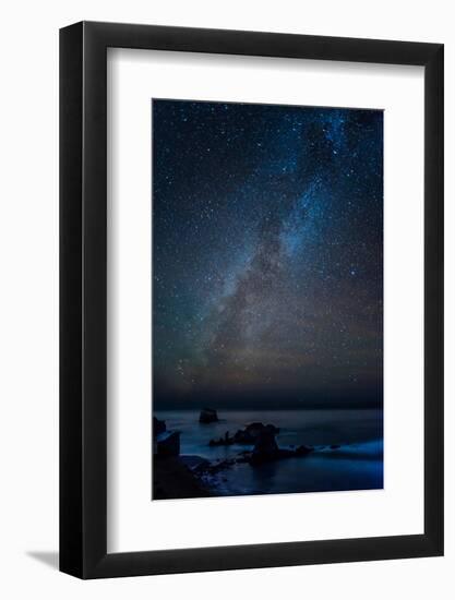 Scenic view of beach against star field at night, Sand Dollar Beach, Plaskett Creek, Big Sur, Ca...-null-Framed Photographic Print