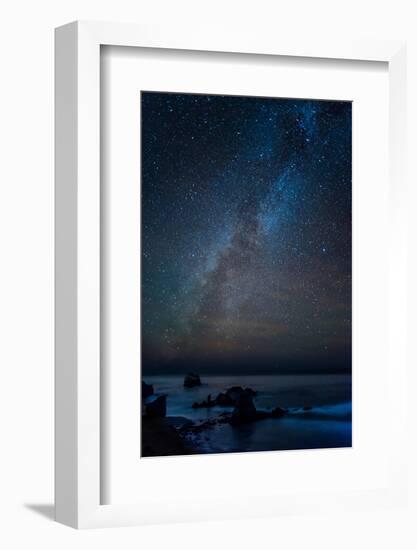 Scenic view of beach against star field at night, Sand Dollar Beach, Plaskett Creek, Big Sur, Ca...-null-Framed Photographic Print