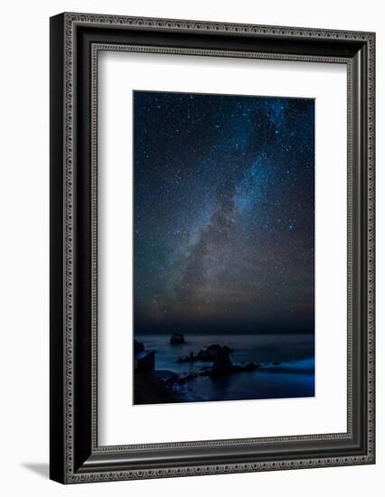 Scenic view of beach against star field at night, Sand Dollar Beach, Plaskett Creek, Big Sur, Ca...-null-Framed Photographic Print