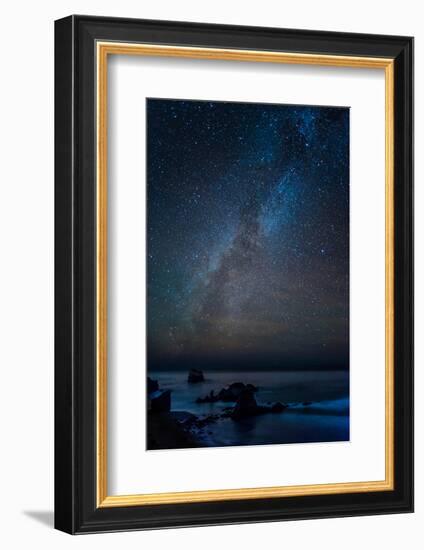 Scenic view of beach against star field at night, Sand Dollar Beach, Plaskett Creek, Big Sur, Ca...-null-Framed Photographic Print