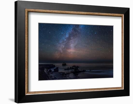 Scenic view of beach against star field at night, Sand Dollar Beach, Plaskett Creek, Big Sur, Ca...-null-Framed Photographic Print
