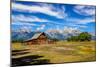 Scenic View of Grand Teton with Old Wooden Farm-MartinM303-Mounted Photographic Print