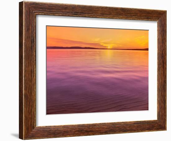 Scenic view of lake at dusk, Sand Point, Pictured Rocks National Lakeshore, Upper Peninsula, Alg...-null-Framed Photographic Print