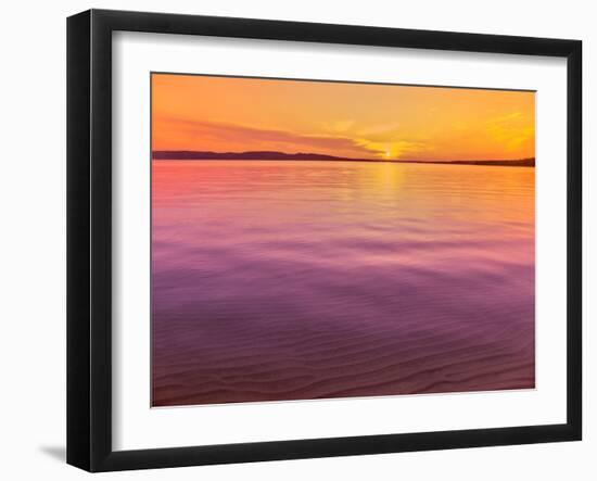 Scenic view of lake at dusk, Sand Point, Pictured Rocks National Lakeshore, Upper Peninsula, Alg...-null-Framed Photographic Print