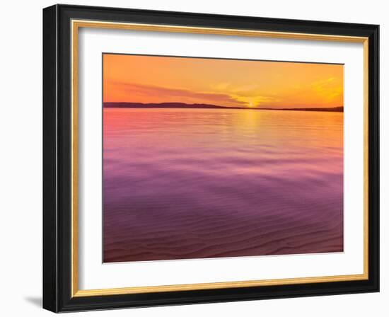 Scenic view of lake at dusk, Sand Point, Pictured Rocks National Lakeshore, Upper Peninsula, Alg...-null-Framed Photographic Print