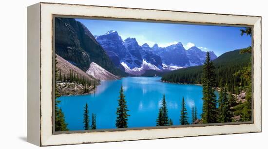 Scenic View of Moraine Lake by Mountains in Banff National Park, Calgary, Alberta, Canada-null-Framed Premier Image Canvas