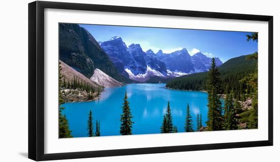 Scenic View of Moraine Lake by Mountains in Banff National Park, Calgary, Alberta, Canada-null-Framed Photographic Print