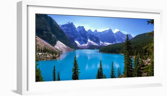 Scenic View of Moraine Lake by Mountains in Banff National Park, Calgary, Alberta, Canada-null-Framed Photographic Print