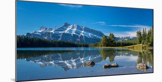 Scenic view of Mount Rundle reflected in Two Jack Lake, Banff National Park, Alberta, Canada-null-Mounted Photographic Print