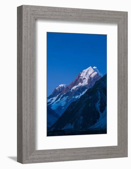 Scenic view of mountain at dusk, Aoraki/Mount Cook National Park, Canterbury, South Island, New...-null-Framed Photographic Print