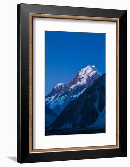 Scenic view of mountain at dusk, Aoraki/Mount Cook National Park, Canterbury, South Island, New...-null-Framed Photographic Print