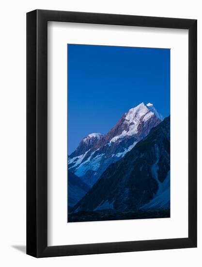 Scenic view of mountain at dusk, Aoraki/Mount Cook National Park, Canterbury, South Island, New...-null-Framed Photographic Print