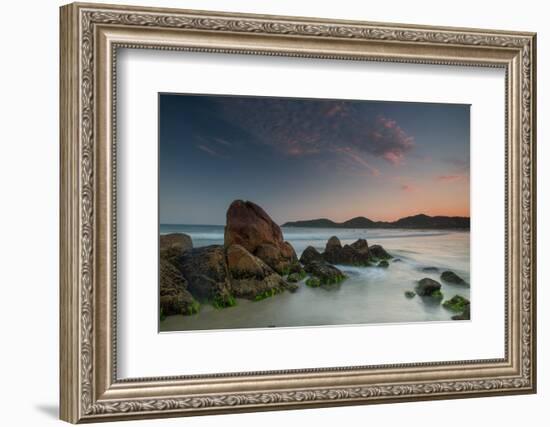 Scenic View of Praia Do Rosa Beach in Florianopolis Mainland at Sunset-Alex Saberi-Framed Photographic Print