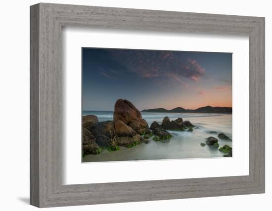 Scenic View of Praia Do Rosa Beach in Florianopolis Mainland at Sunset-Alex Saberi-Framed Photographic Print