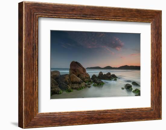 Scenic View of Praia Do Rosa Beach in Florianopolis Mainland at Sunset-Alex Saberi-Framed Photographic Print