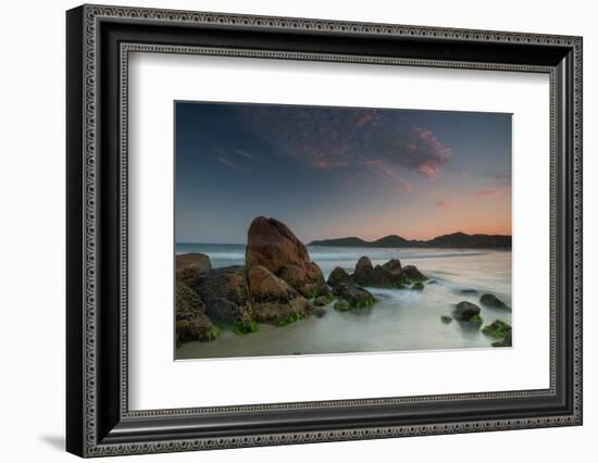 Scenic View of Praia Do Rosa Beach in Florianopolis Mainland at Sunset-Alex Saberi-Framed Photographic Print