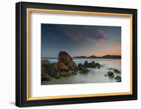 Scenic View of Praia Do Rosa Beach in Florianopolis Mainland at Sunset-Alex Saberi-Framed Photographic Print