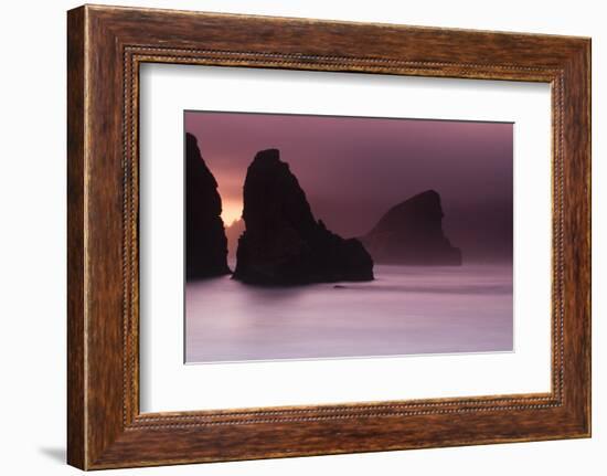 Scenic view of rock formations on the beach, Haystack Rock, Cannon Beach, Samuel H. Boardman Sta...-Panoramic Images-Framed Photographic Print