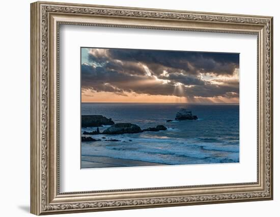 Scenic view of Sand Dollar Beach at sunset, Plaskett Creek, Big Sur, California, USA-null-Framed Photographic Print