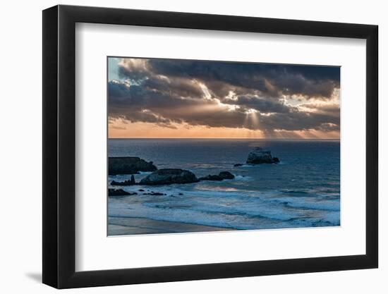 Scenic view of Sand Dollar Beach at sunset, Plaskett Creek, Big Sur, California, USA-null-Framed Photographic Print