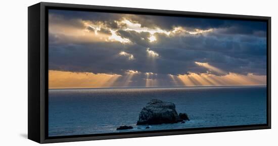 Scenic view of Sand Dollar Beach at sunset, Plaskett Creek, Big Sur, California, USA-null-Framed Premier Image Canvas