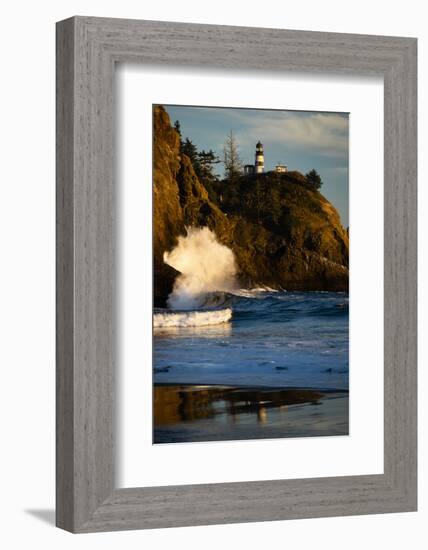 Scenic view of seacoast, Cape Disappointment State Park, Washington, USA-Panoramic Images-Framed Photographic Print