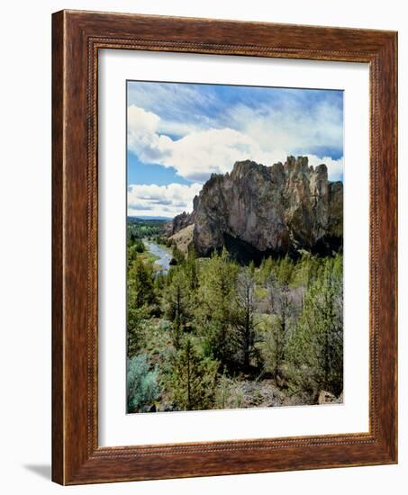 Scenic view of Smith Rock, Crooked River, Smith Rock State Park, Deschutes County, Oregon, USA-null-Framed Photographic Print