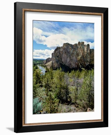 Scenic view of Smith Rock, Crooked River, Smith Rock State Park, Deschutes County, Oregon, USA-null-Framed Photographic Print