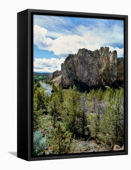 Scenic view of Smith Rock, Crooked River, Smith Rock State Park, Deschutes County, Oregon, USA-null-Framed Premier Image Canvas