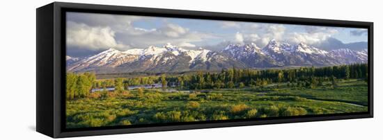 Scenic View of Snake River with Mountain Range in the Background, Snake River, Teton Range-null-Framed Premier Image Canvas