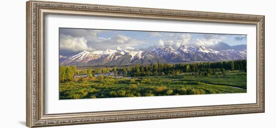 Scenic View of Snake River with Mountain Range in the Background, Snake River, Teton Range-null-Framed Photographic Print