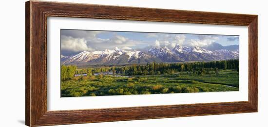 Scenic View of Snake River with Mountain Range in the Background, Snake River, Teton Range-null-Framed Photographic Print