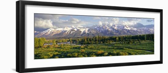 Scenic View of Snake River with Mountain Range in the Background, Snake River, Teton Range-null-Framed Photographic Print