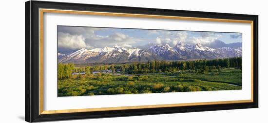 Scenic View of Snake River with Mountain Range in the Background, Snake River, Teton Range-null-Framed Photographic Print