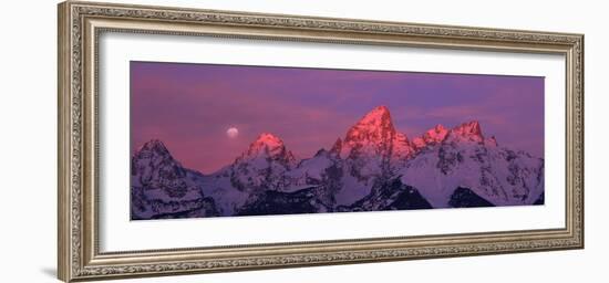 Scenic View of Snow Covered Mountain Range, Teton Range, Grand Teton National Park, Wyoming, USA-null-Framed Photographic Print