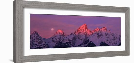 Scenic View of Snow Covered Mountain Range, Teton Range, Grand Teton National Park, Wyoming, USA-null-Framed Photographic Print