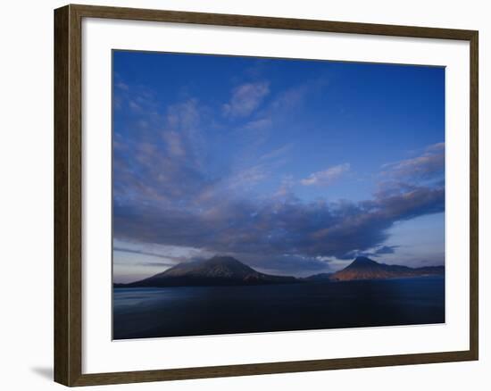 Scenic Volcanos at Sunset, Lake Atitlan, Guatemala-Merrill Images-Framed Photographic Print