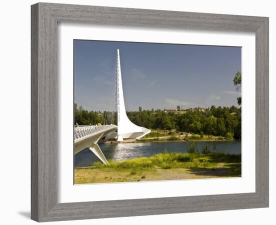 Scenic Walking Bridge over the Sacrament River, Redding, California-Michele Westmorland-Framed Photographic Print