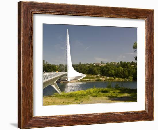 Scenic Walking Bridge over the Sacrament River, Redding, California-Michele Westmorland-Framed Photographic Print