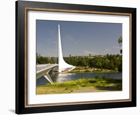 Scenic Walking Bridge over the Sacrament River, Redding, California-Michele Westmorland-Framed Photographic Print
