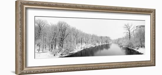 Scenic winter landscape of Des Plaines River, Wheeling, Illinois, USA-Panoramic Images-Framed Photographic Print