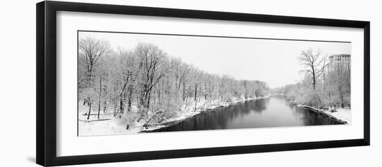 Scenic winter landscape of Des Plaines River, Wheeling, Illinois, USA-Panoramic Images-Framed Photographic Print