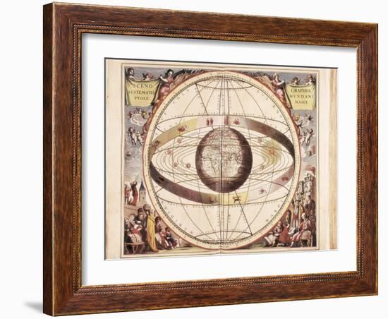 Scenographia Systematis Mundani Ptolemaici, Representation of the Ptolemaic Universe-Andreas Cellarius-Framed Art Print