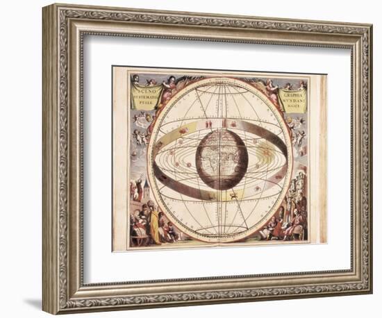 Scenographia Systematis Mundani Ptolemaici, Representation of the Ptolemaic Universe-Andreas Cellarius-Framed Art Print