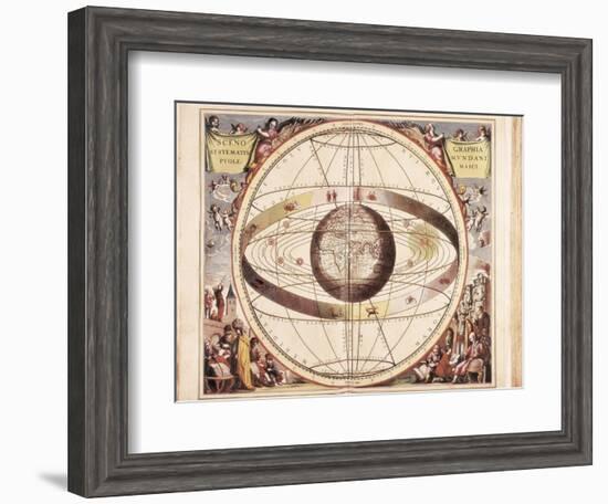 Scenographia Systematis Mundani Ptolemaici, Representation of the Ptolemaic Universe-Andreas Cellarius-Framed Art Print