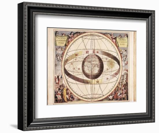 Scenographia Systematis Mundani Ptolemaici, Representation of the Ptolemaic Universe-Andreas Cellarius-Framed Art Print